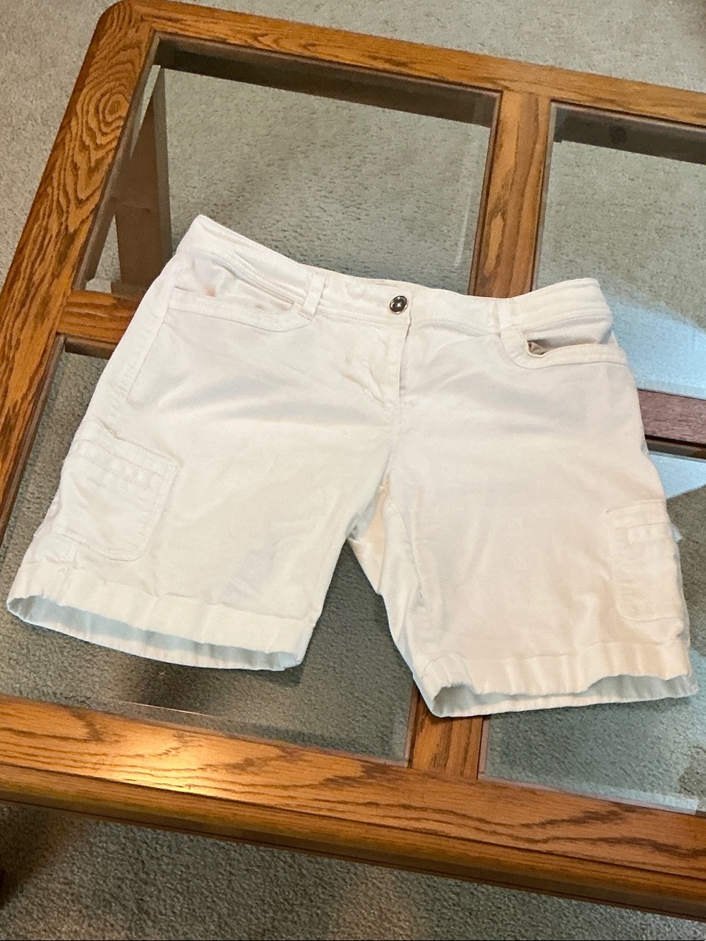 White House Black Market White Cargo Bermuda Shorts